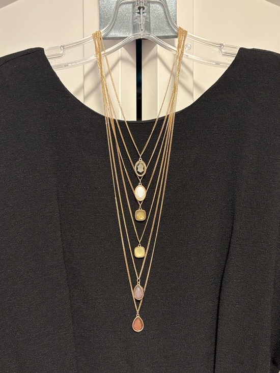 Massini Jewelry - NWT [Massini] Gold-Tone Gemstone Layered Multi-Stone Long Pendant Necklace